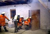 Fire-fighting exercise in fall 1999 / Herbstuebung 1999   (Peter, ?, Wolfgang, ?)