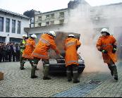 Demonstration exercise with our new fire engine /   Vorfuehruebung mit unserem neuen Fahrzeug